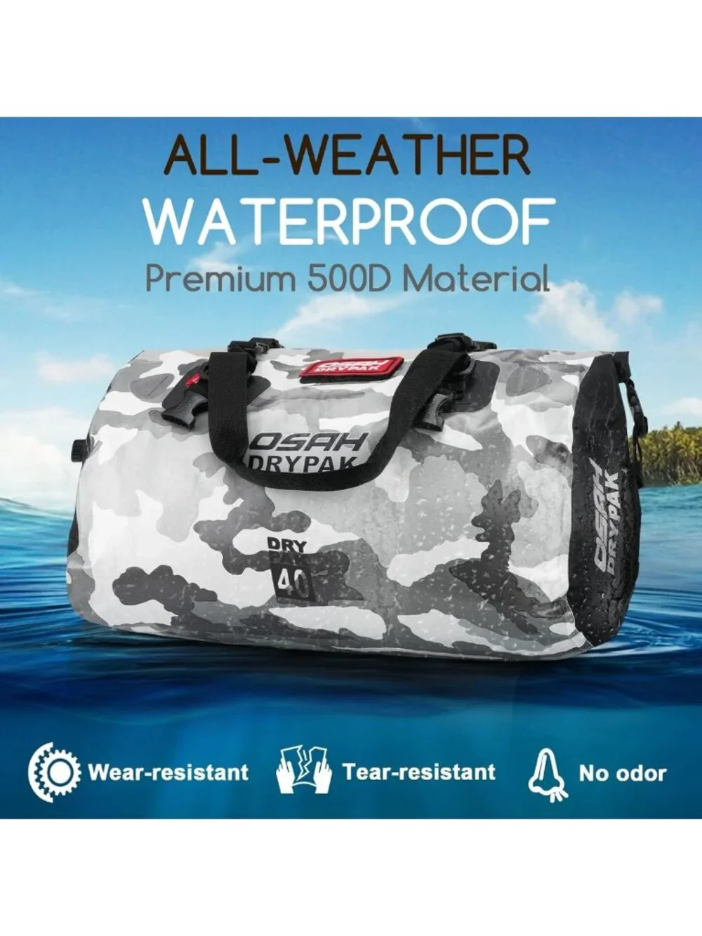 Waterproof Duffel Bag for Camping, Kayaking & Travel - Large Storage, Mesh